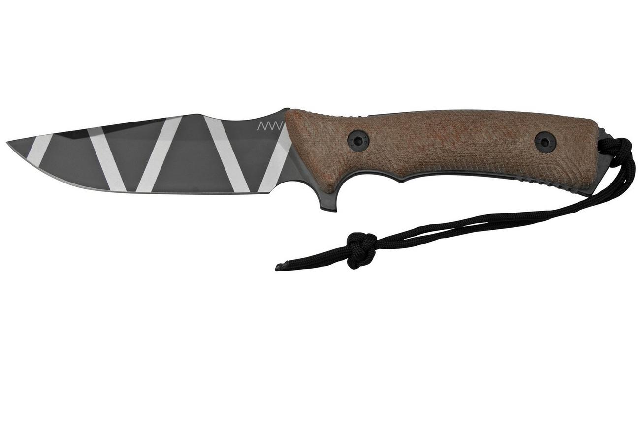 ANV Knives M311 SPELTER DLC Camo Elmax, Coyote Micarta Handle, Black Kydex Sheath, survivalmes
