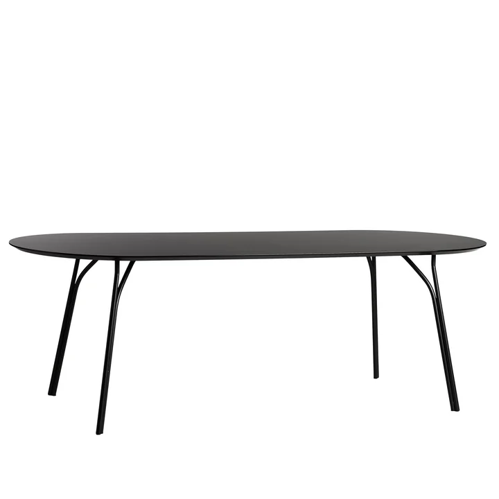 Woud - Tree Tisch, 220 x 90 cm, Tischplatte charcoal / Beine schwarz