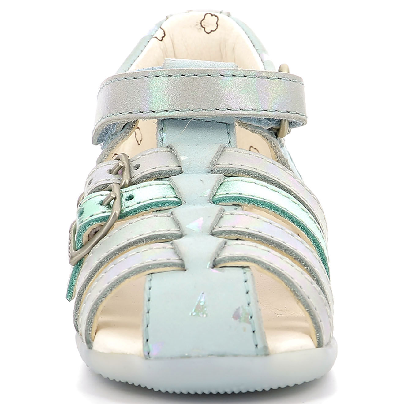 Kickers Sandales en Cuir Bigkro bleu clair/plumetis