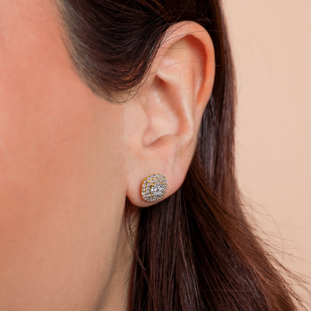 Ohrstecker 750/18 K Gelbgold mit Diamanten 0.50ct H/si