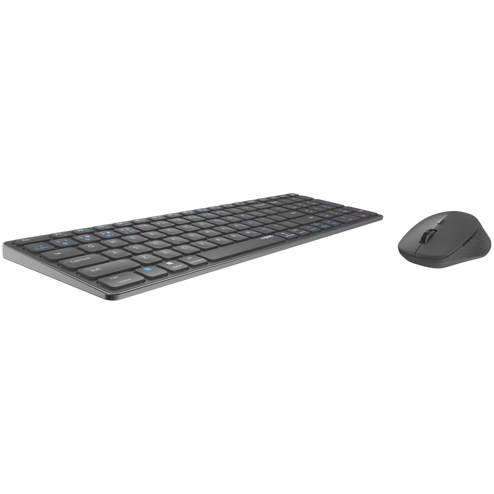 9700M Bluetooth Tastatur Multi-Mode Wireless Ultra-Slim Keyboard Schweizer Layout mit Nummernblock   Maus (11510) - Grau