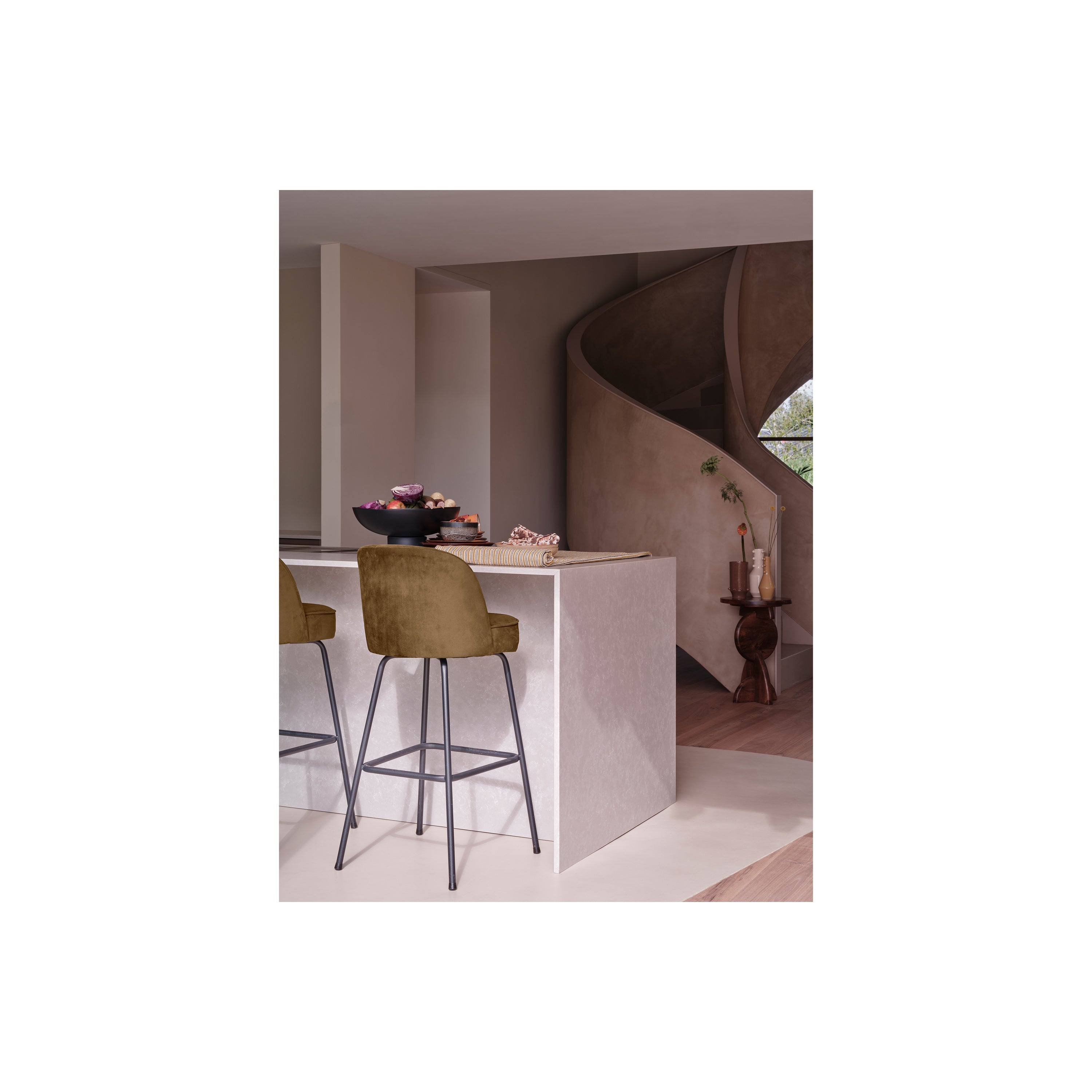 WOOOD Vogue Barkruk H 103 cm - Polyester - Honey Yellow