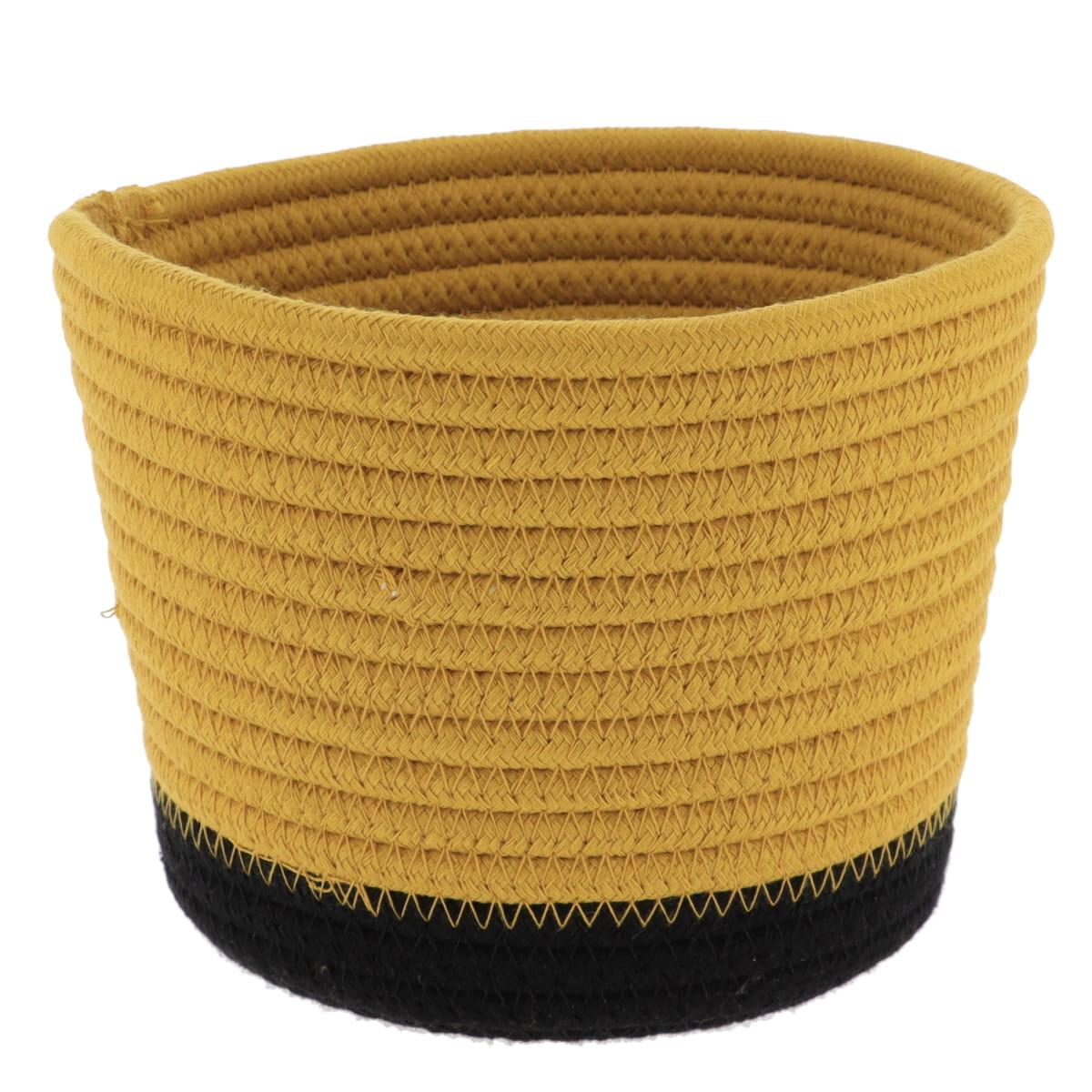 PANIER ROND COTON OCRE NOIR D.17X14CM