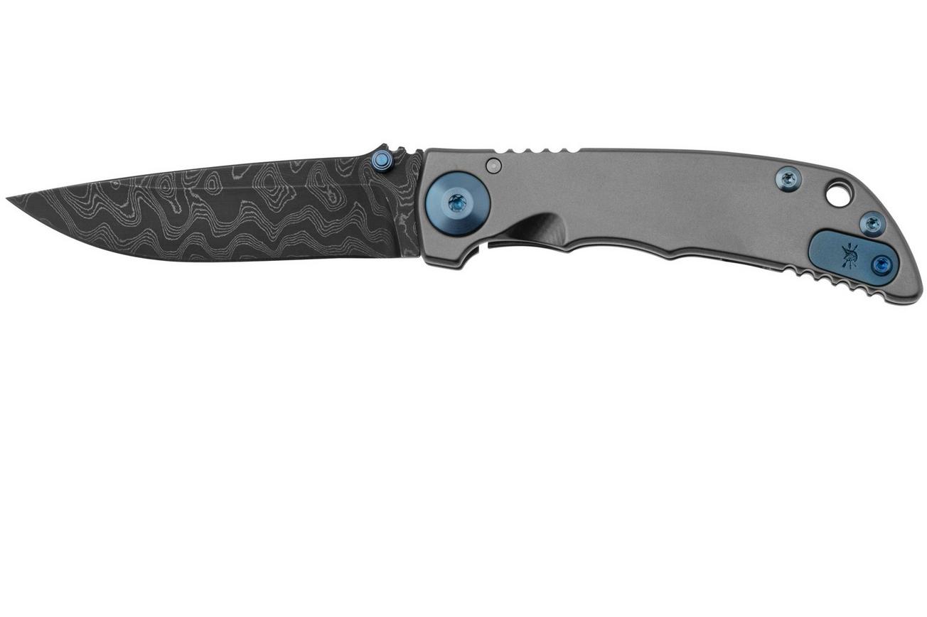 Spartan Blades Harsey Folder 3.25, SF10CUSTOMCNDAM CN Damascus Blue Hardware, zakmes, Bill Harsey design