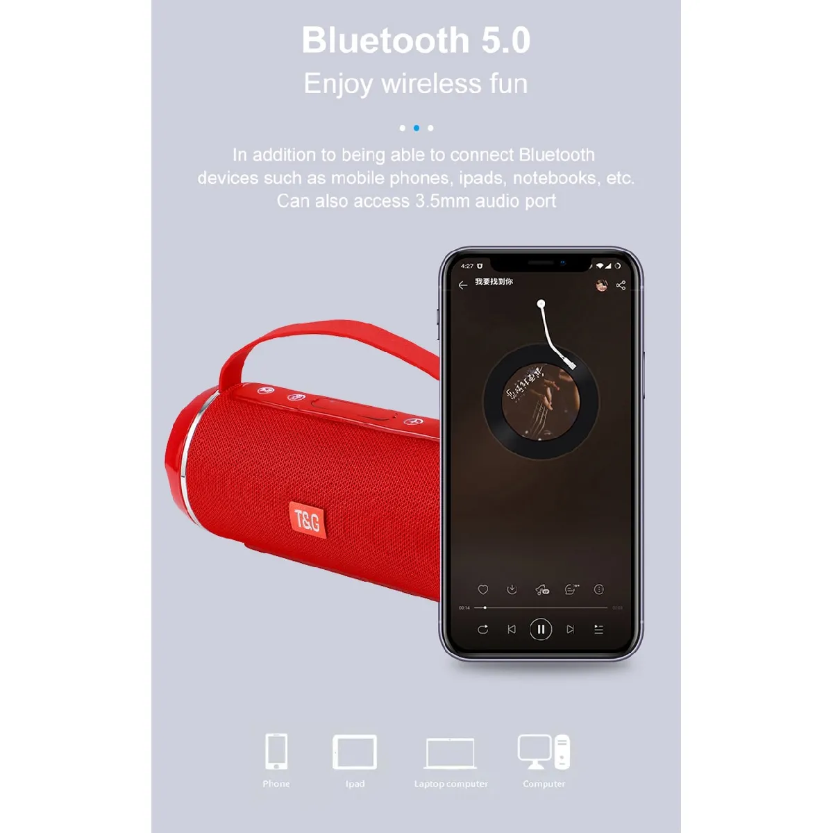 Universal Haut-parleur Bluetooth étanche - Rouge