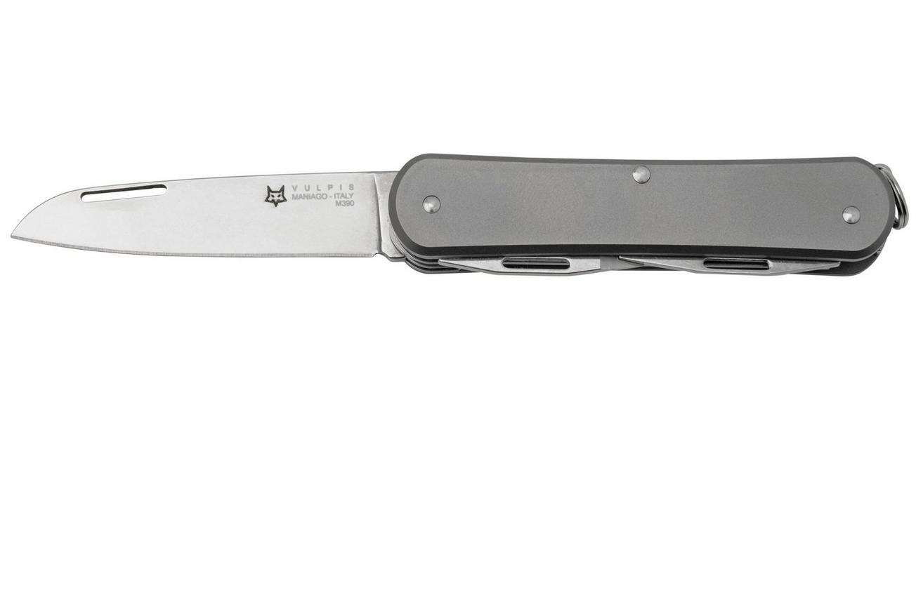 Fox Vulpis 4-Tools FX-VP130-S4TI, M390, Titanium Sandblasted, Zwitsers zakmes
