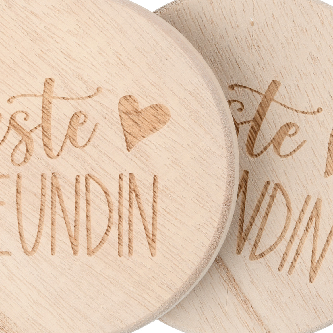 2 Untersetzer aus Holz natur
