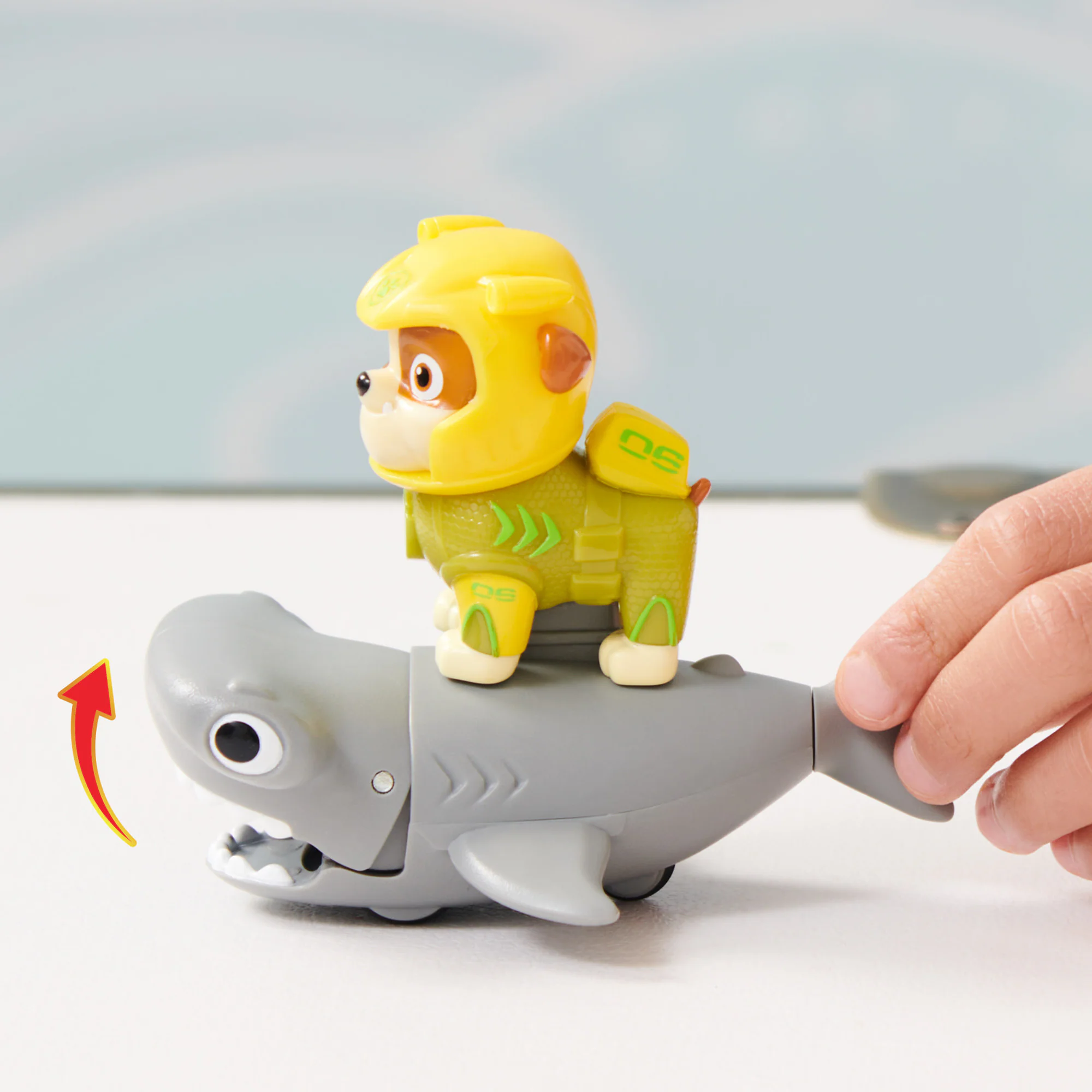 Spin Master Spielfigur Paw Patrol Aqua Pups - Hero Pups-Set mit Rubble-Welpenfigur und Hammerhai-Figur