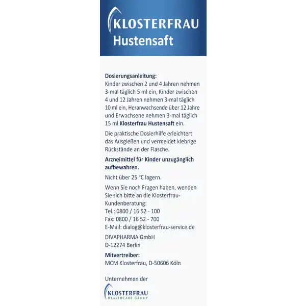 Klosterfrau Hustensaft zur Linderung und Beruhigung