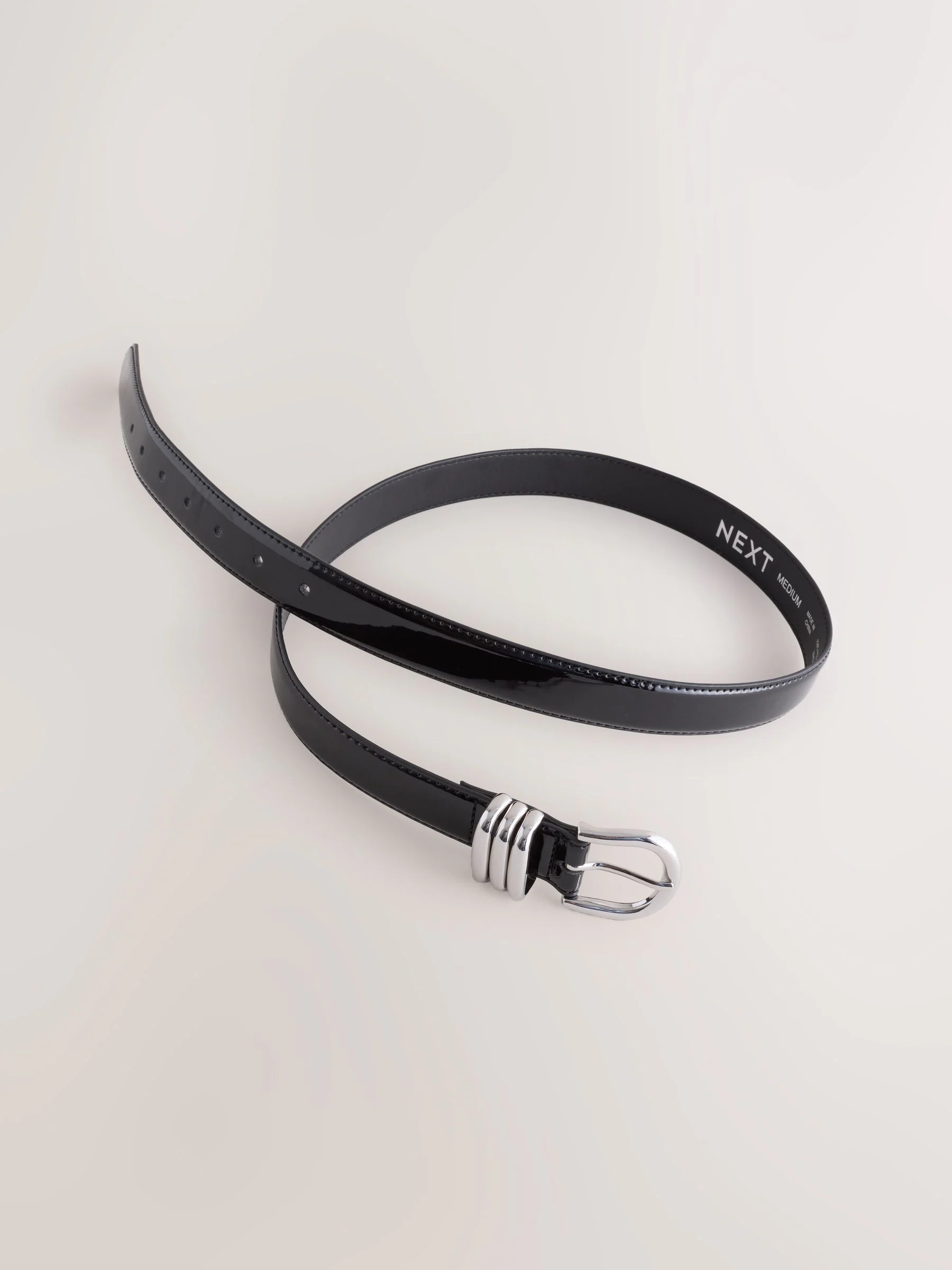 Zwart - High Shine Regular PU Belt