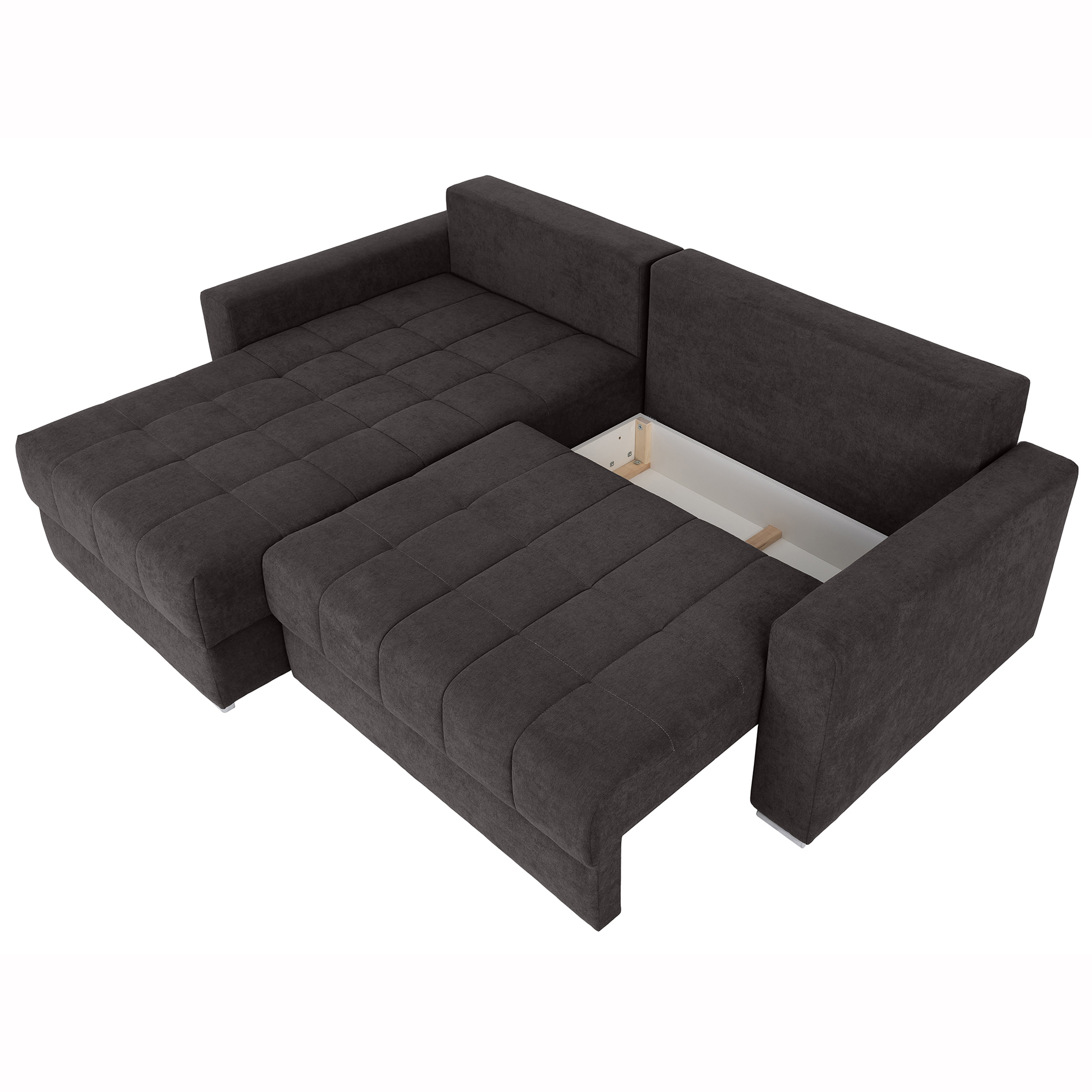 Ecksofa - graubraun - mit Staukasten - 235x172 cm
