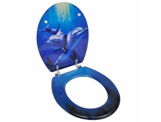 VIDAXL - Siège de toilette avec couvercle mdf dauphins