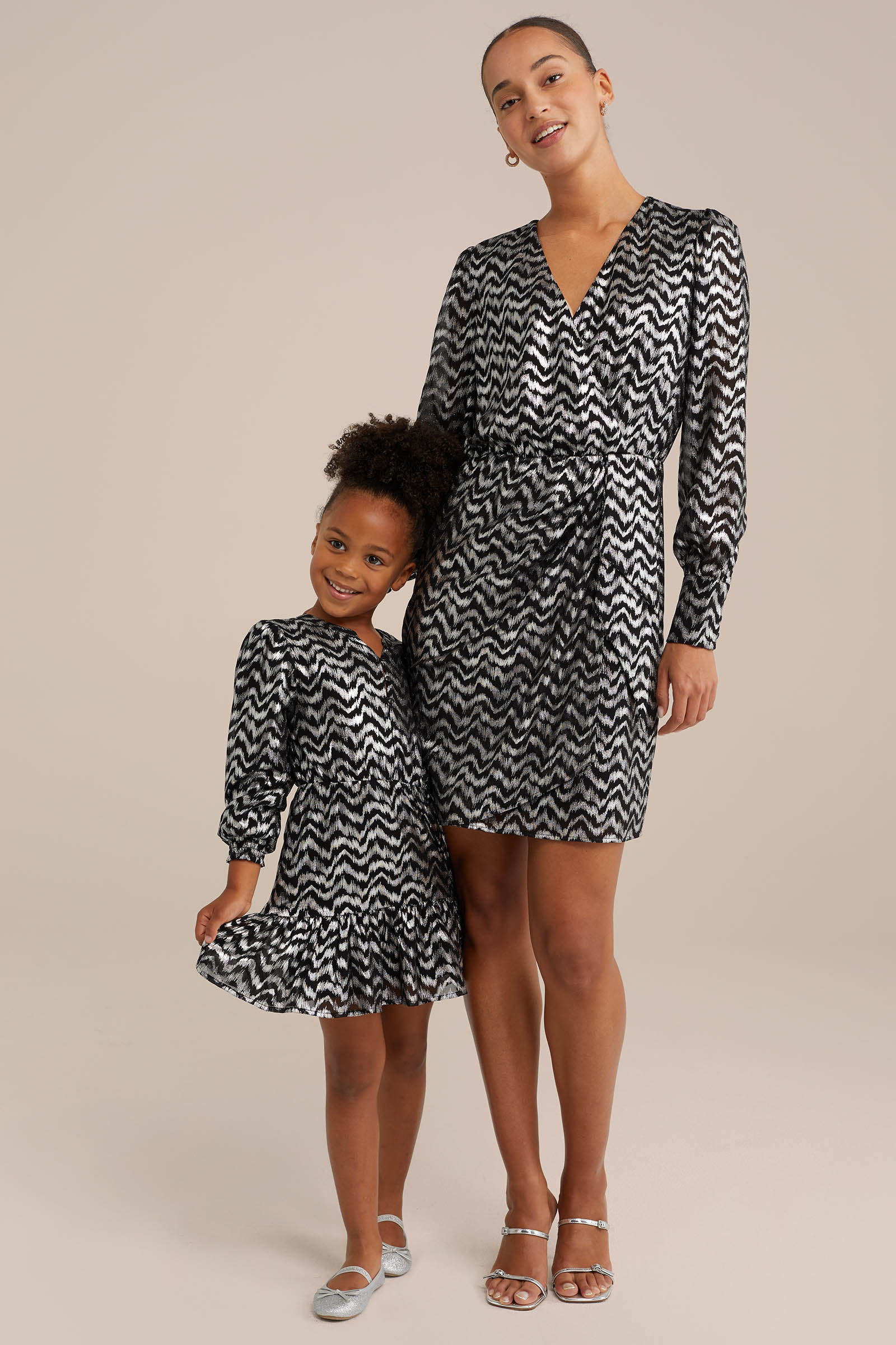jurk met dessin WE Fashion Zwart