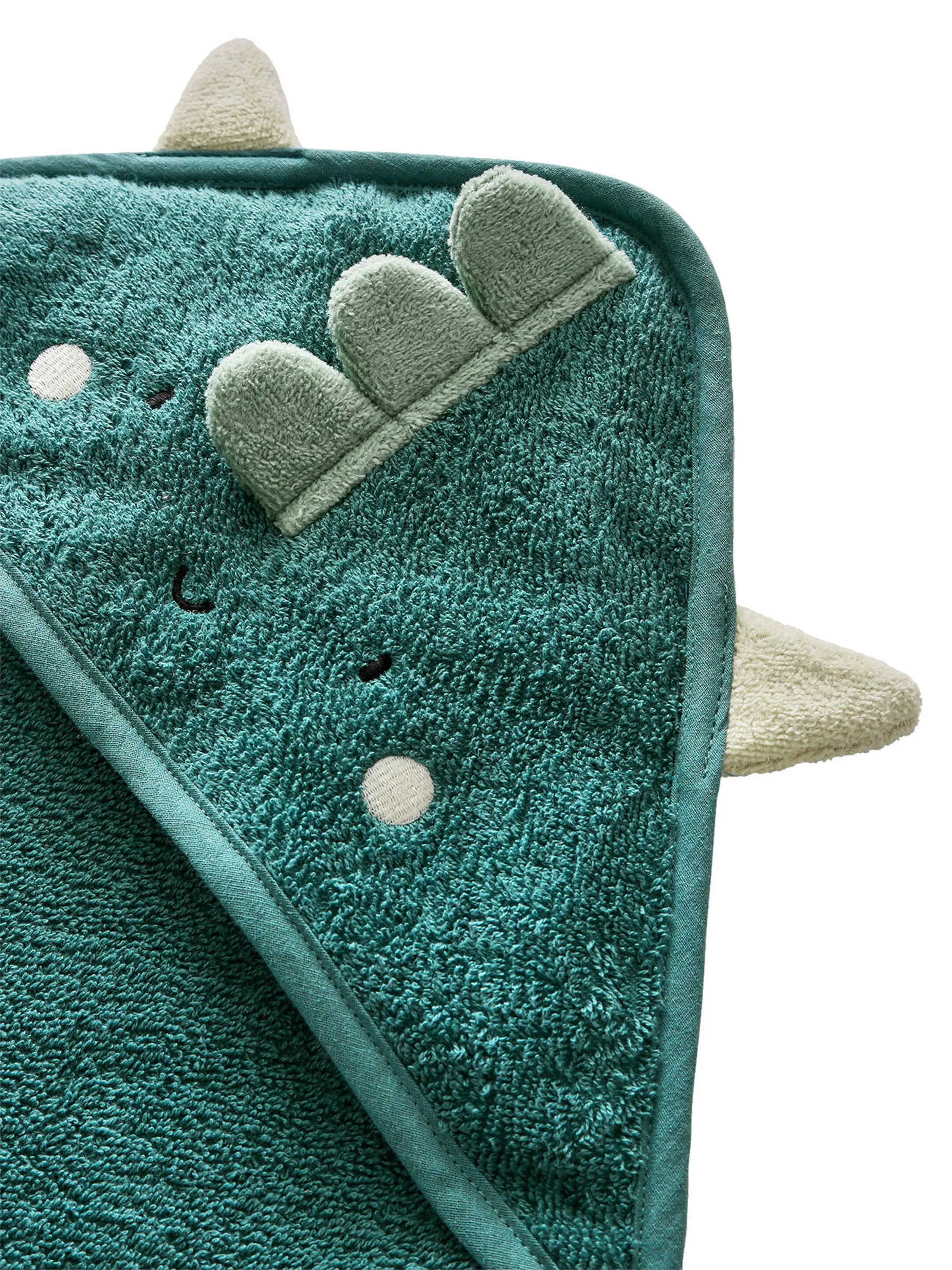 Vertbaudet Baby Kapuzenbadetuch & Waschhandschuh DRACHE grün