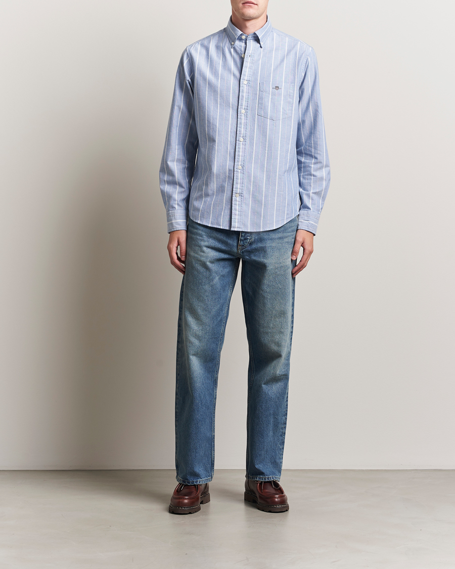GANT Regular Fit Classic Striped Oxford Shirt Rich Blue