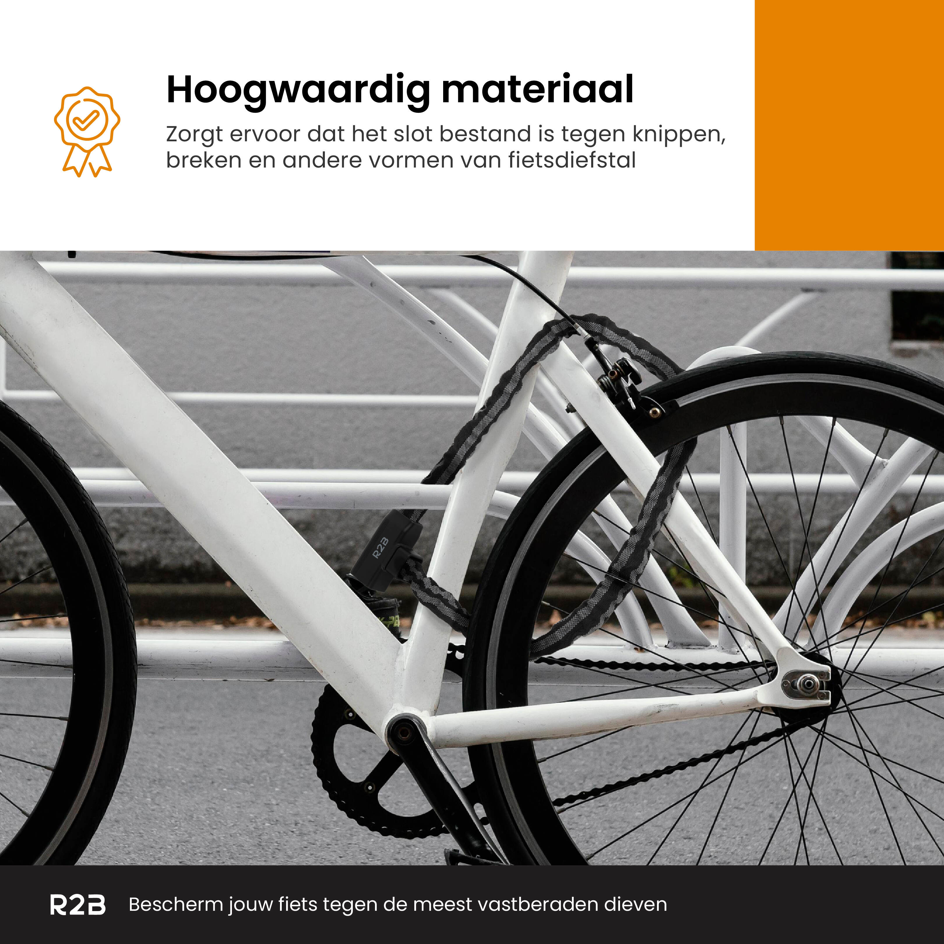 R2B 115 cm fietsslot met twee sleutels - Reflecterend