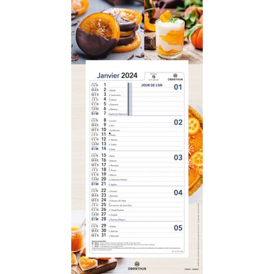 Calendrier mensuel en papier sur plaque nova - 16 x 33 cm - différents modèles disponibles - Oberthur