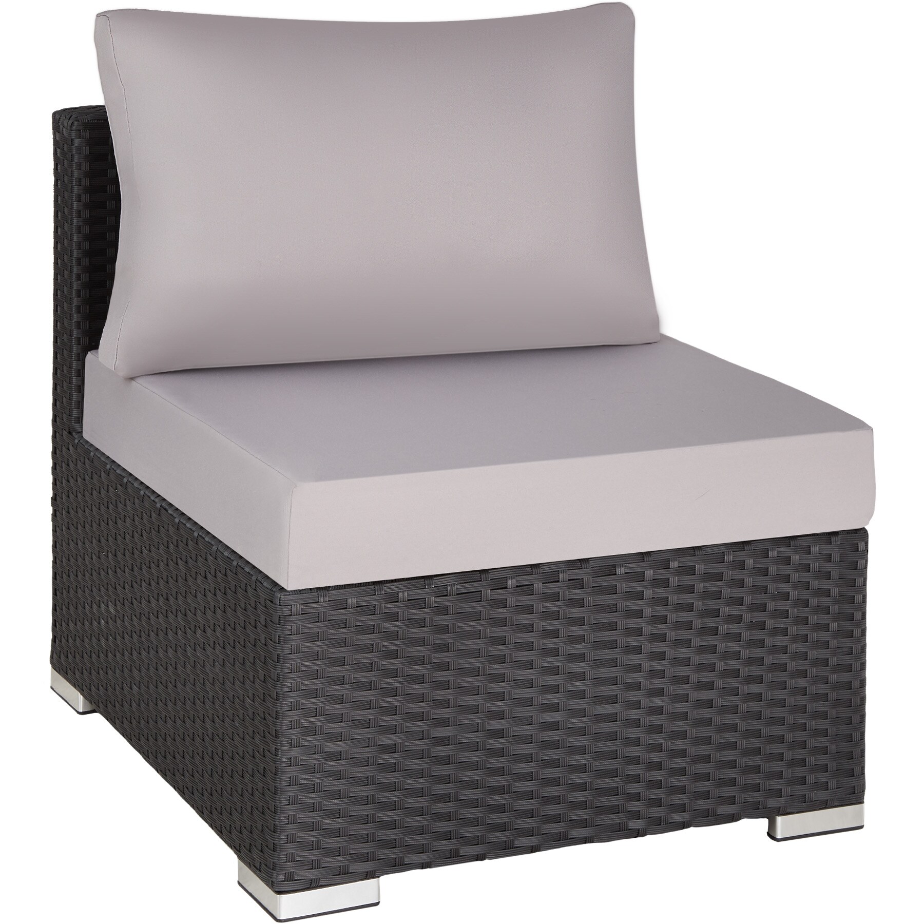 tectake® Rattan Lounge, mit Aluminiumgestell, wetterfest und UV-beständig, mit klapparem Sonnenschutz, mit Sicherheitsglasplatte, variabel aufstellbar