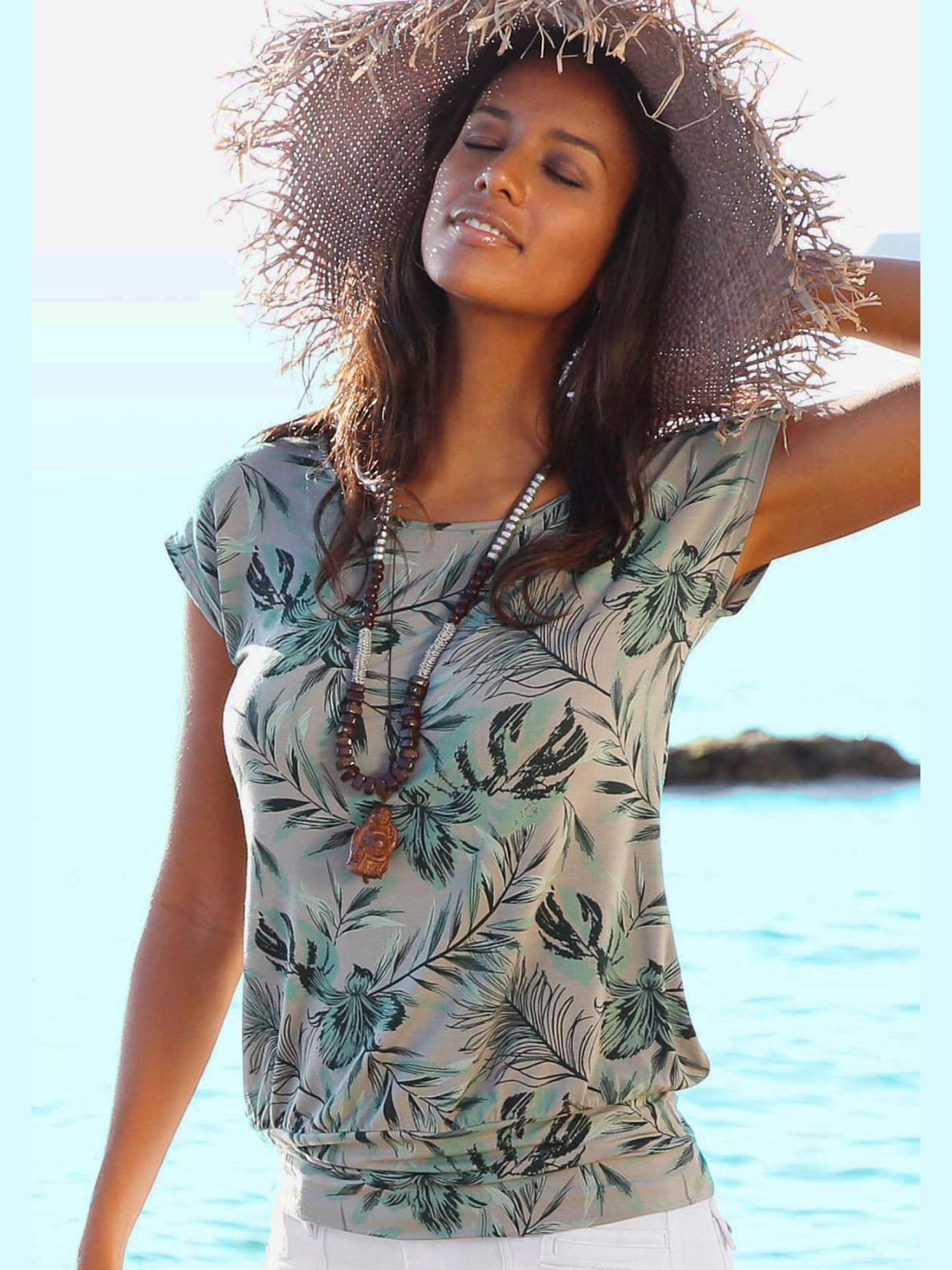 T-shirt long t-shirt lascana au joli imprimé palmier
