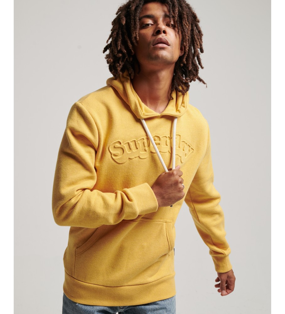 Moletom com capuz Superdry Vintage Logo com inscrição Cooper Class em relevo na cor amarela.
