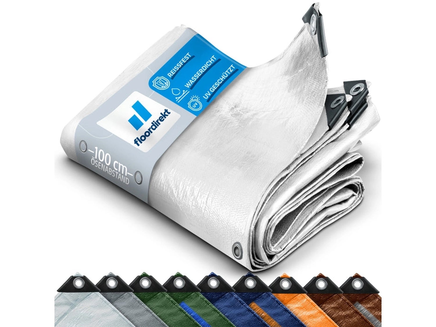 Waterdicht zeildoek met ogen, beschermhoes, 80 g/m², 3 x 4 m, wit