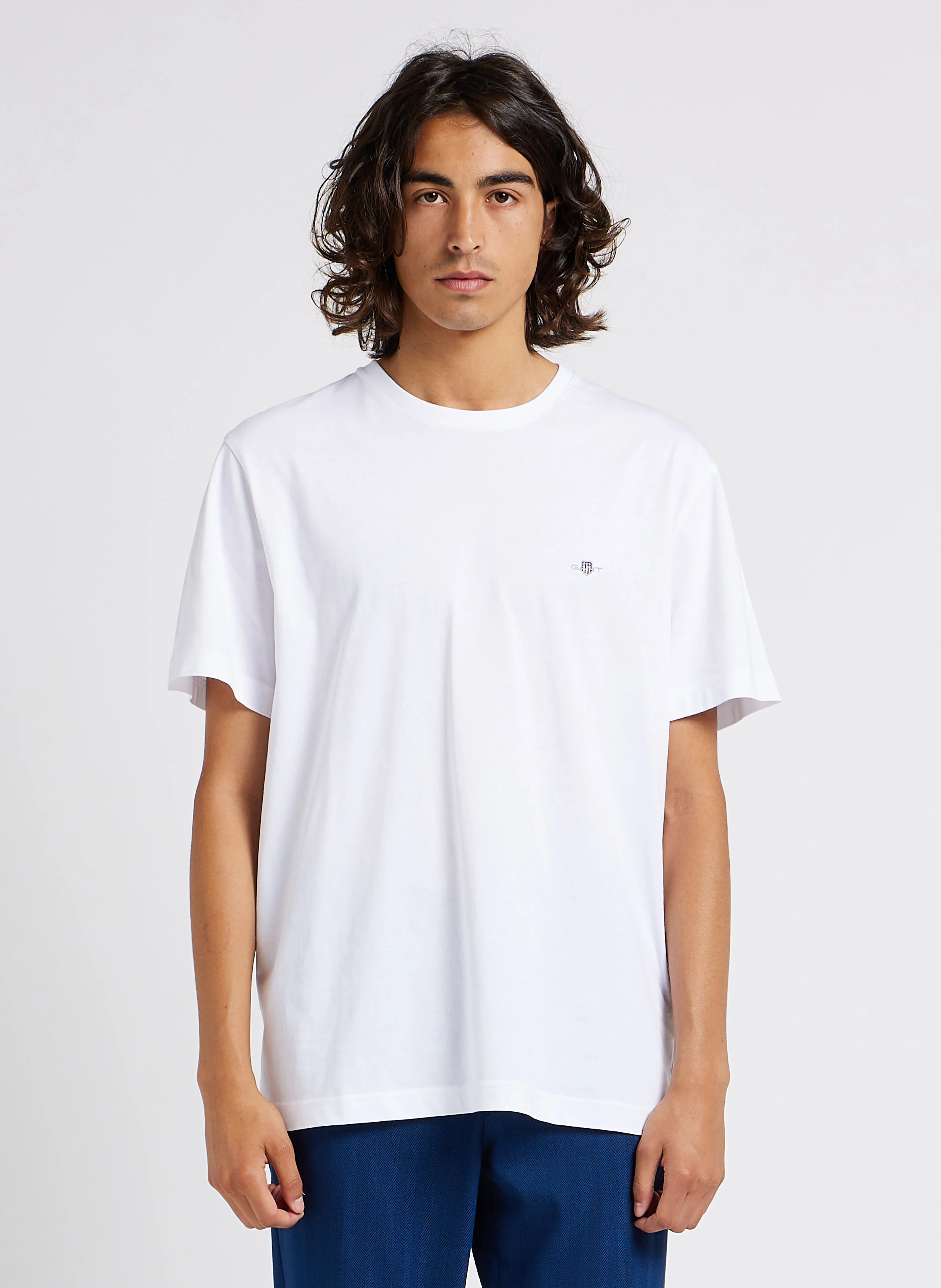 Tee-shirt col rond droit en coton | Blanc