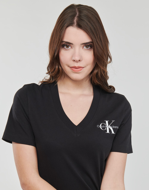 Calvin Klein Jeans - MONOLOGO SLIM V-NECK TEE - Noir