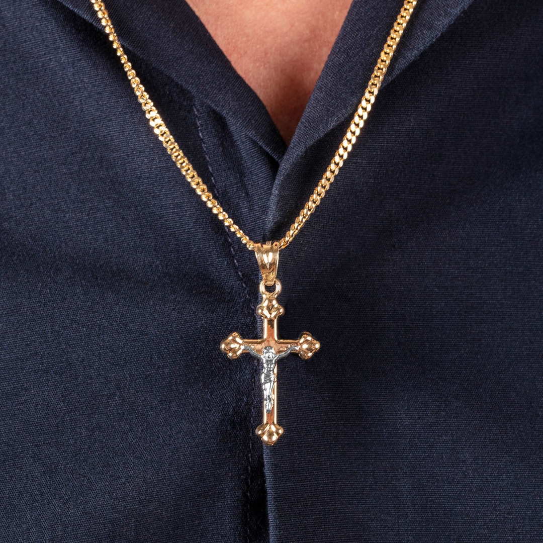 Anhänger 750/18 K Gelbgold Kreuz mit Jesus 28 x 16mm
