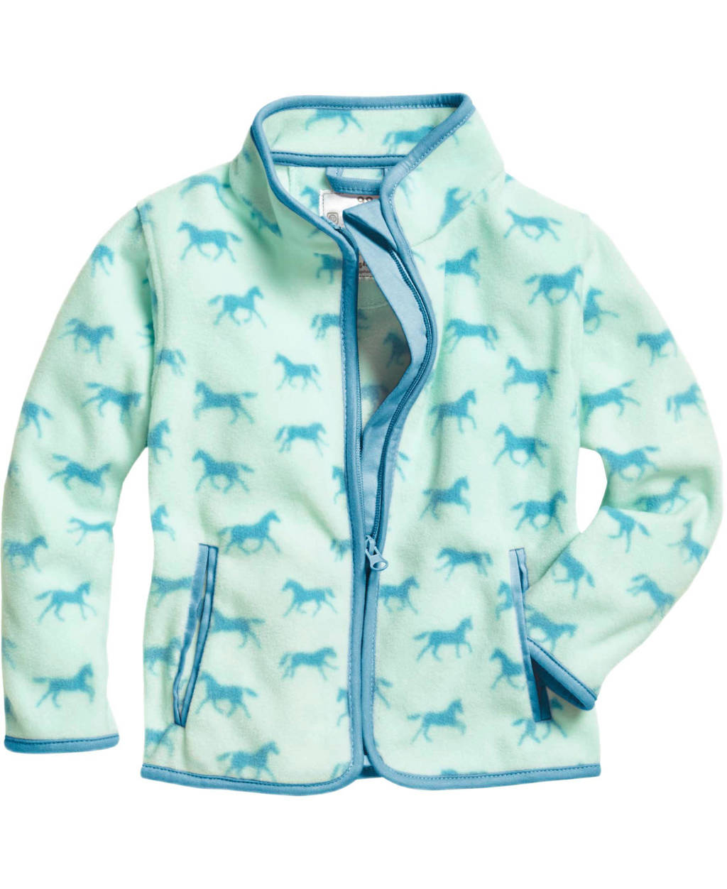 Playshoes fleece vest met all over paarden print turquoise