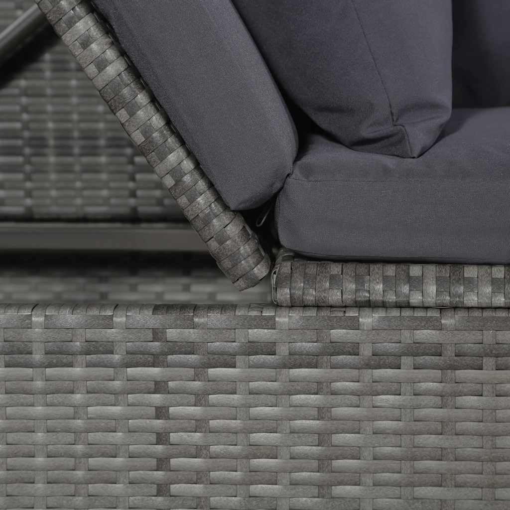 vidaXL Garten-Sofabett mit Kissen Gartensofa Gartenmöbel Gartenliege Loungebett Sofa Garten Schlafsofa Sofa Poly Rattan 200x60cm Grau