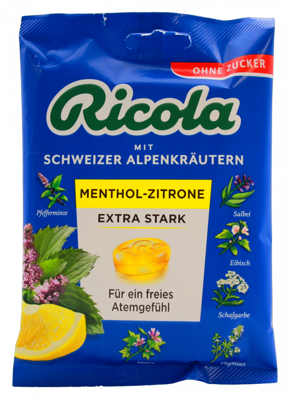 Ricola Aktiv-Frei Menthol Zitrone ohne Zucker 75g MHD:28.2.26
