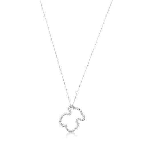 Colar Icon Gems em ouro branco com motivo de urso grande cravejado de diamantes