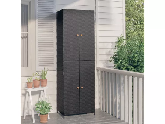 Armoire de rangement de jardin Noir 59x40x180 cm Résine tressée
