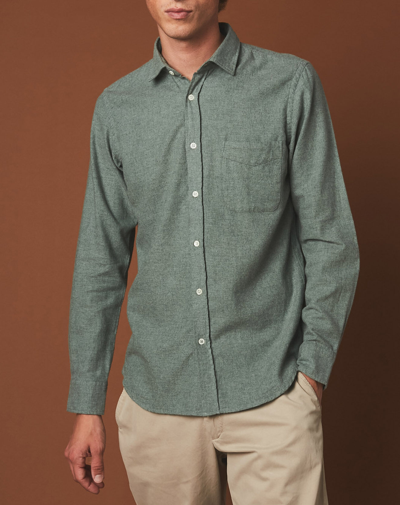 Hartford Chemise en Flanelle slim Storm amande