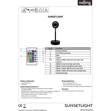 Salling Sunset bordlampe med farveskift