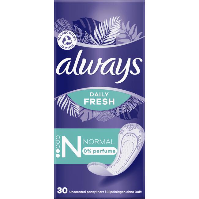 Always Daily Fresh Inlegkruisjes 0% Parfum Normal 30 Stuks