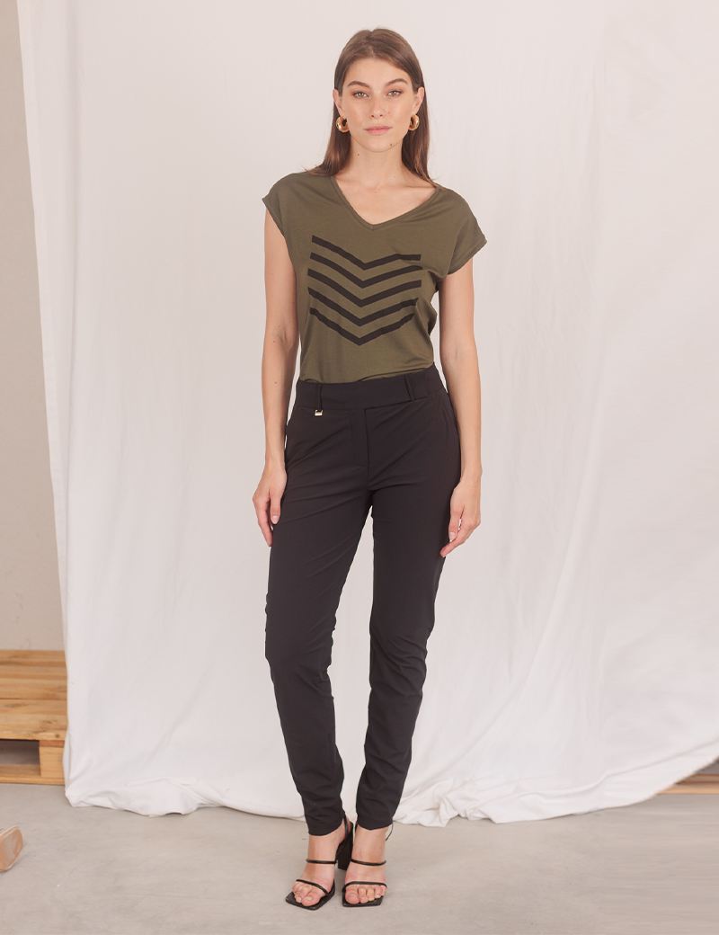 HBT BASICS NEW |  PANTALON FEMME IZZIE SLIM CITY NOIR