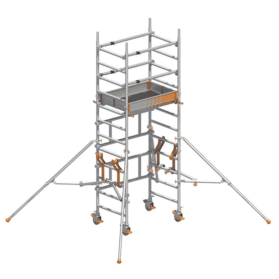 Layher SoloTower rolsteiger met telescopische leuningen