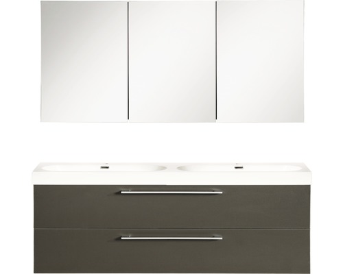 Badkamermeubelset Differnz Somero BxHxD 120 x 120 x 38 cm, antraciet fronten, met witte gegoten mineraalwastafel