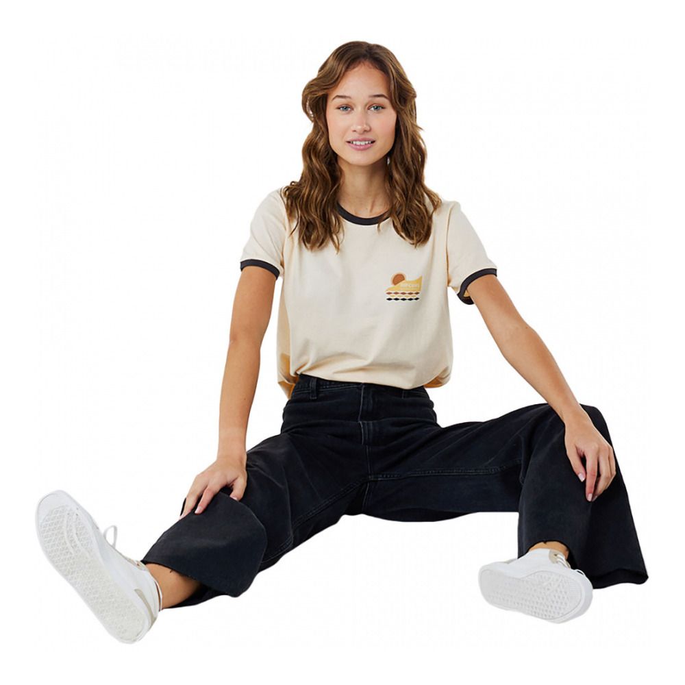 Rip Curl COLOR BLOCK RINGER - Tee-shirt Femme off white