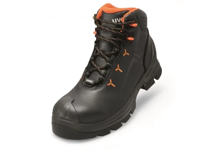 Uvex 65232, Unisex, Voksen, Sikkerhedsstøvler, Sort, Orange, ESD, HI, HRO, S3, SRC, Snørrelukning
