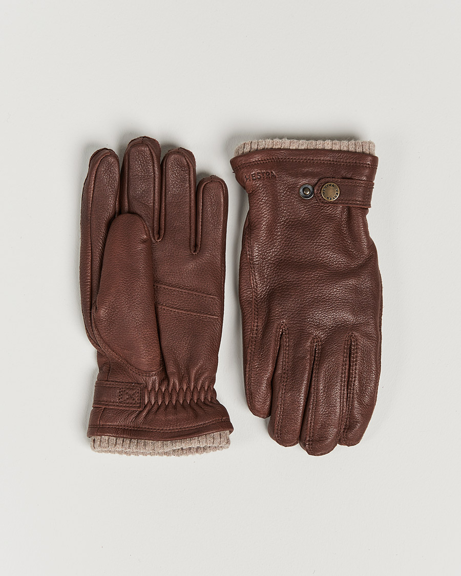 Hestra Utsjö Fleece Lined Buckle Elkskin Glove Chestnut