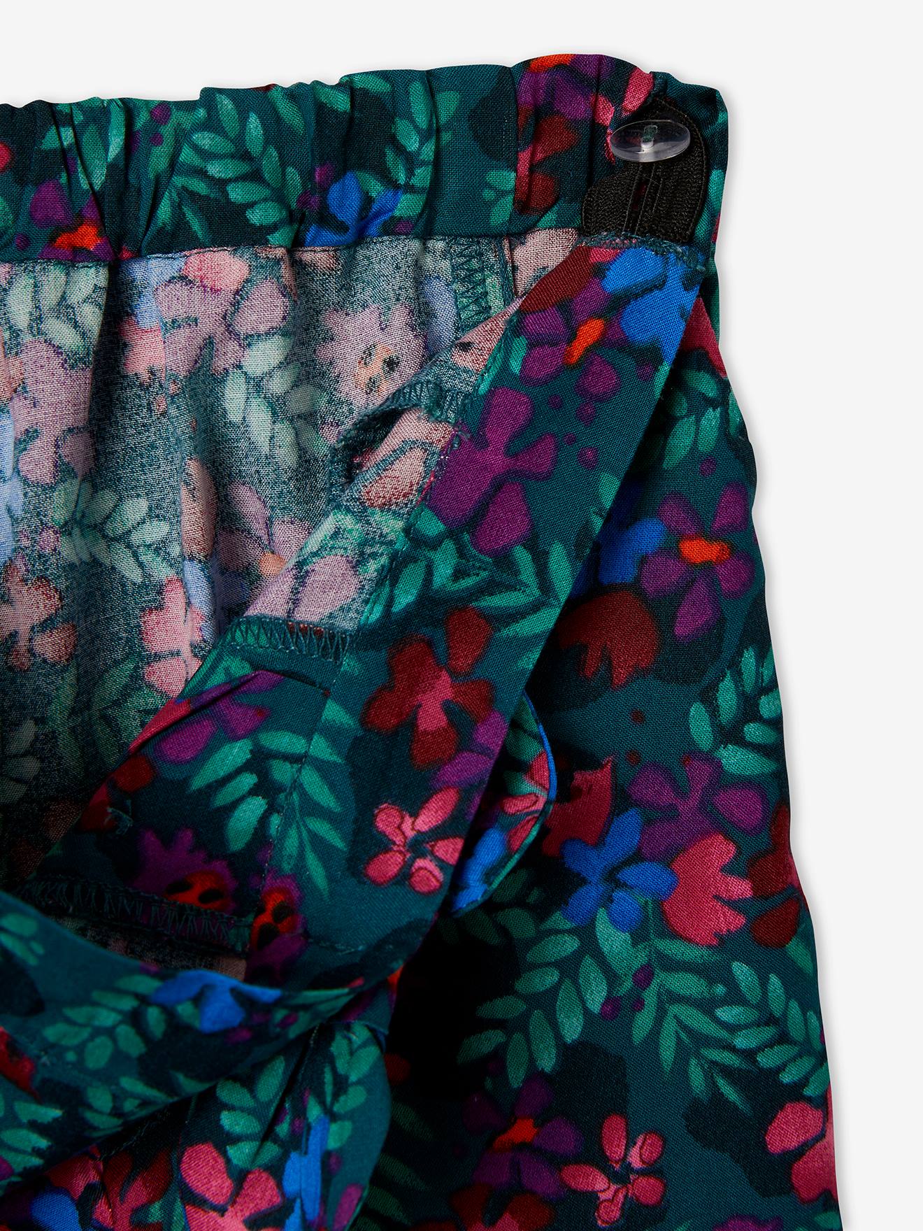Calças cropped fluidas para meninas, rosa claro com estampa.