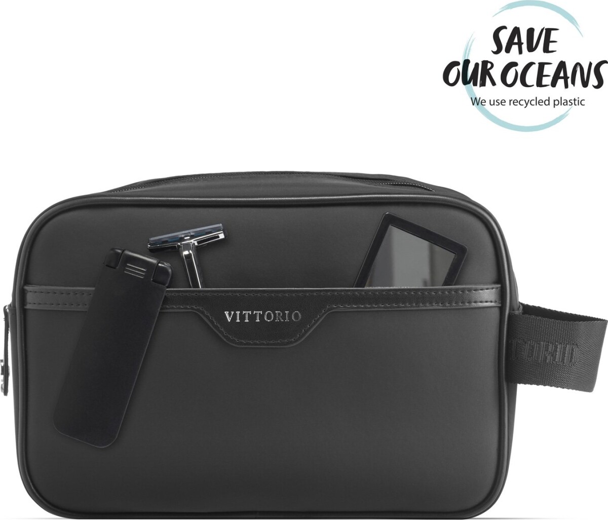 Vittorio - Herre Toilettaske I Genanvendt Plastik - Sort