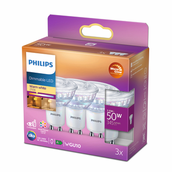 Philips LED spot 50W 3 stuks warmglow dimbaar