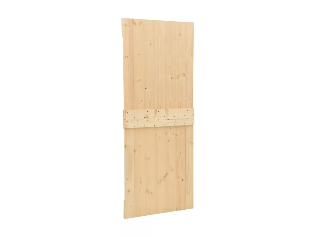 Porte coulissante avec kit de quincaillerie 80x210cm Pin massif