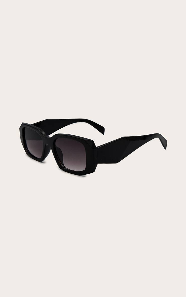 Noir Lunettes De Soleil Monture Rectangulaire Détail Diamant