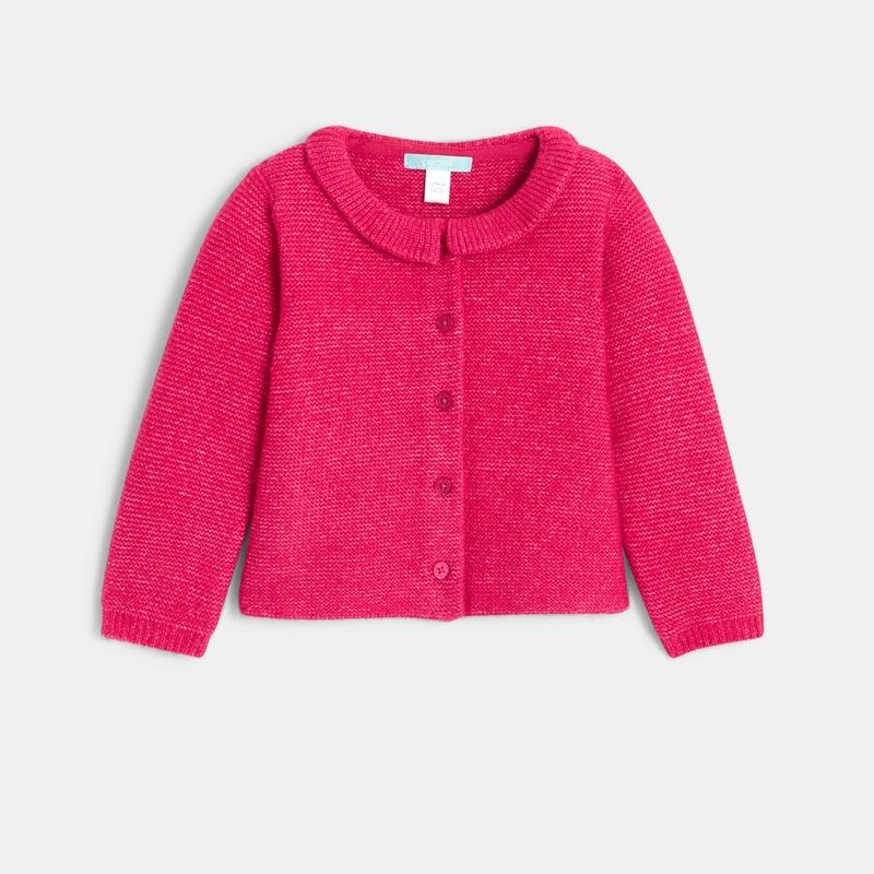 Gilet maille tricot irisée rose bébé fille