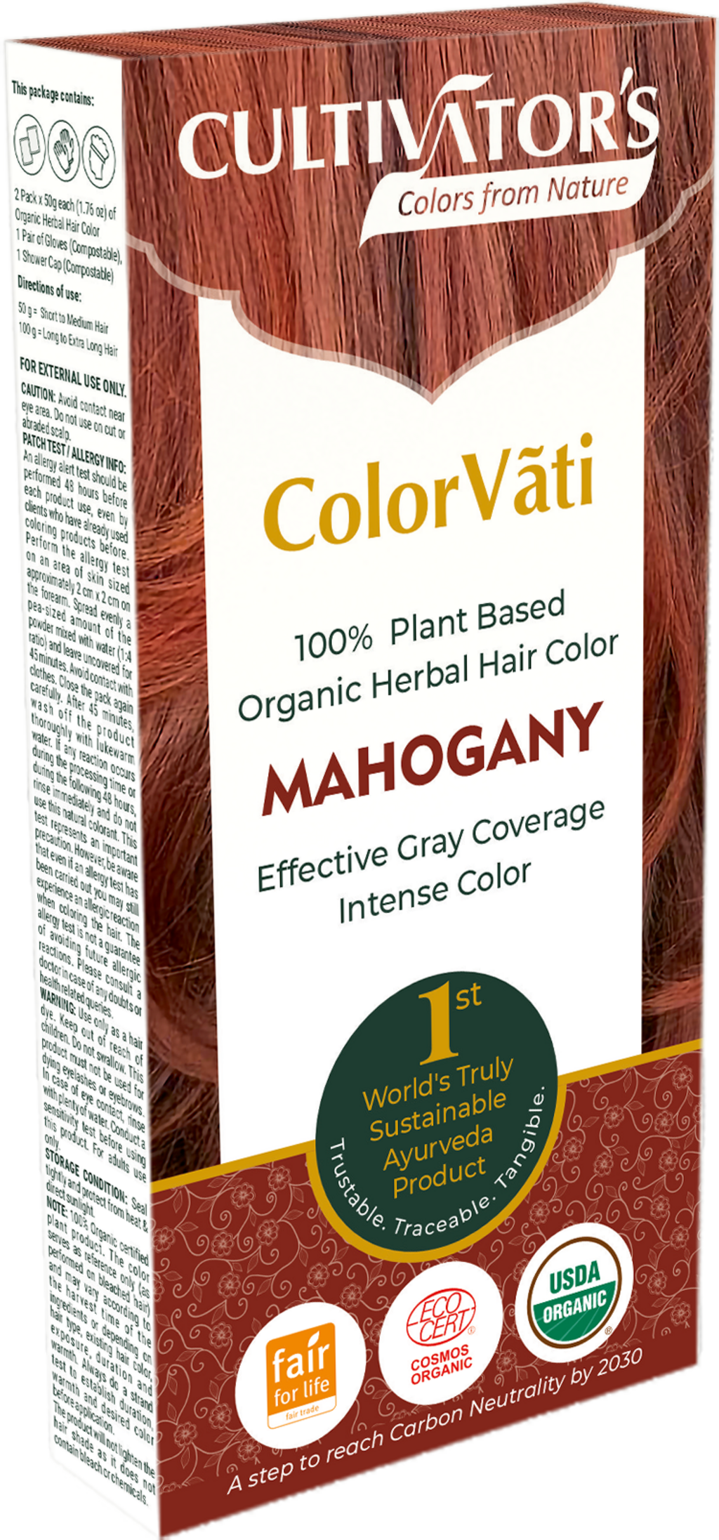 CULTIVATOR'S  ColorVãti Organic Herbal Hair Color - 13 Mahogany, 100 g