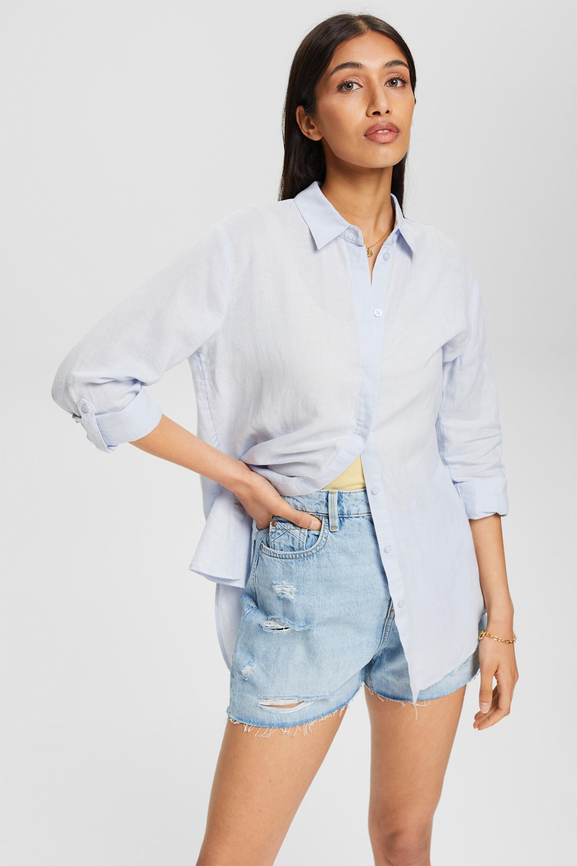 Blouse oversize en lin mélangé
